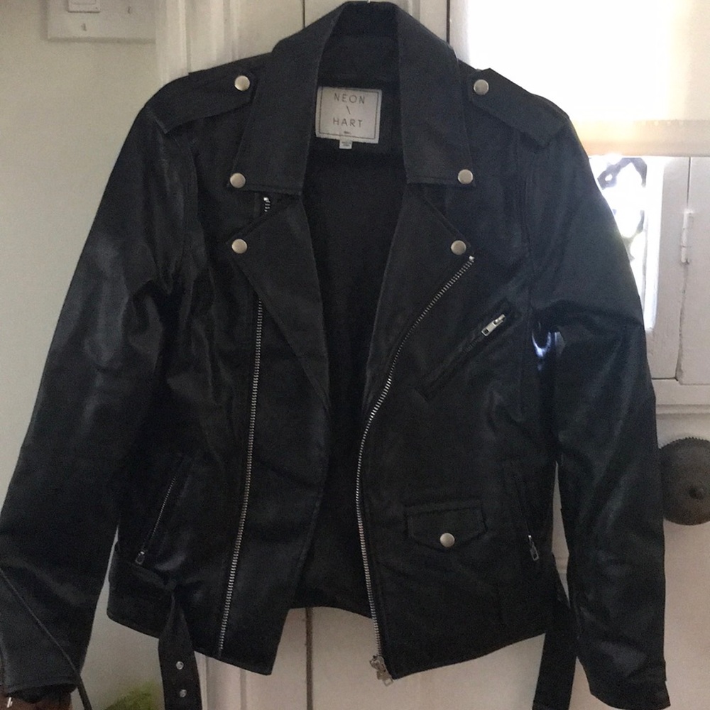 Neon Hart Black Leather Jacket